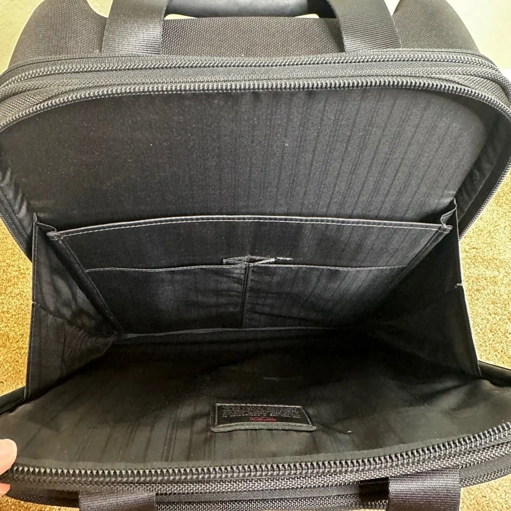 TUMI Alpha Black Ballistic Nylon Office Expandable Carry-On Roller Bag 26126DH